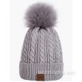 Varm fleece -foder stickad mjuk manschett med pom